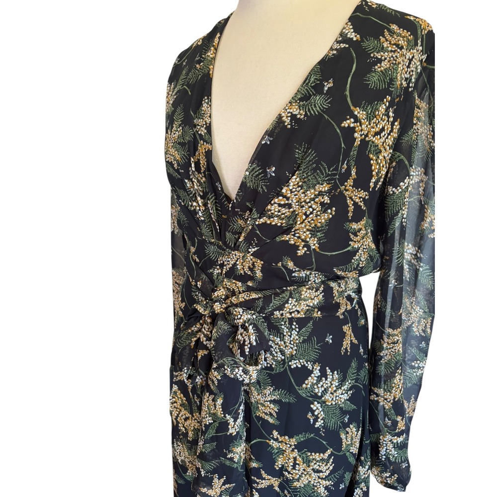 Dress Forum Black Floral Maxi Dress with Gold Palm Print - Picture 3 of 9